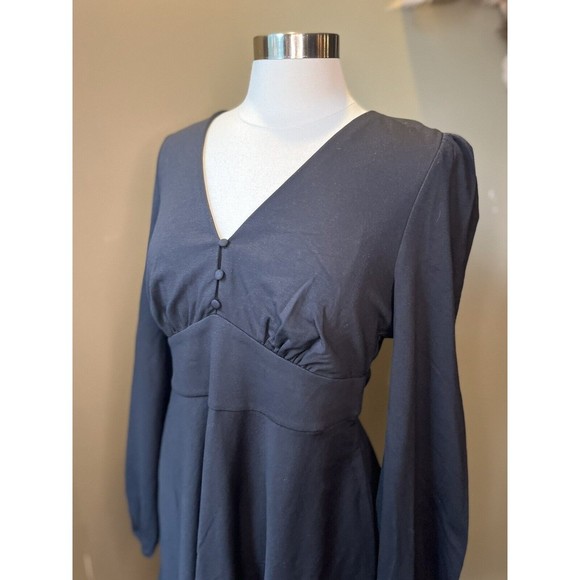 Boden Black V-Neck Jersey Tea Casual Dress NWT Sz 10 - Picture 4 of 11